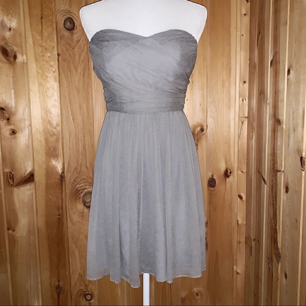 J. Crew gray strapless Arabelle short dress 6P